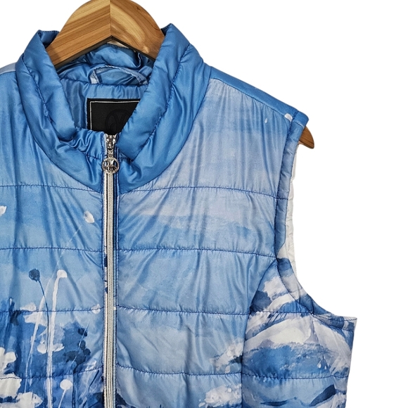 Dolcezza Glacier Bleu Puffer Vest Sz XXL Blue Contemporary Winter Artistic Snow - Picture 7 of 14